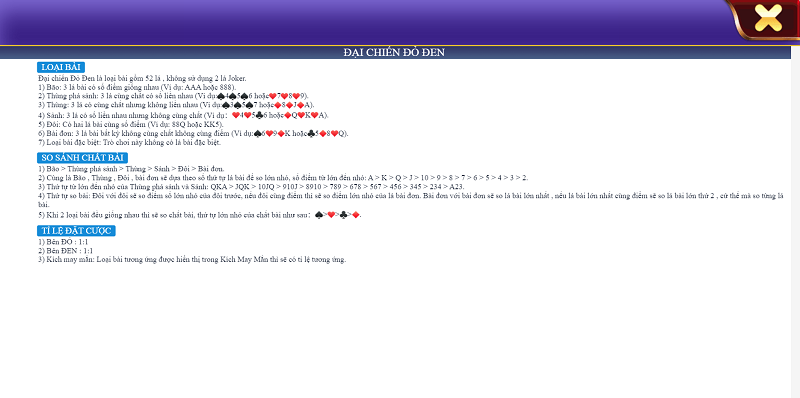 Luật chơi đại chiến đỏ đen 68 game bài  dễ hiểu và dễ chơi
